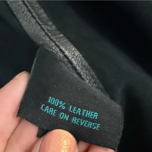 Genuine Leather Button Motor Jacket - Black size 2 - Picture 5 of 5